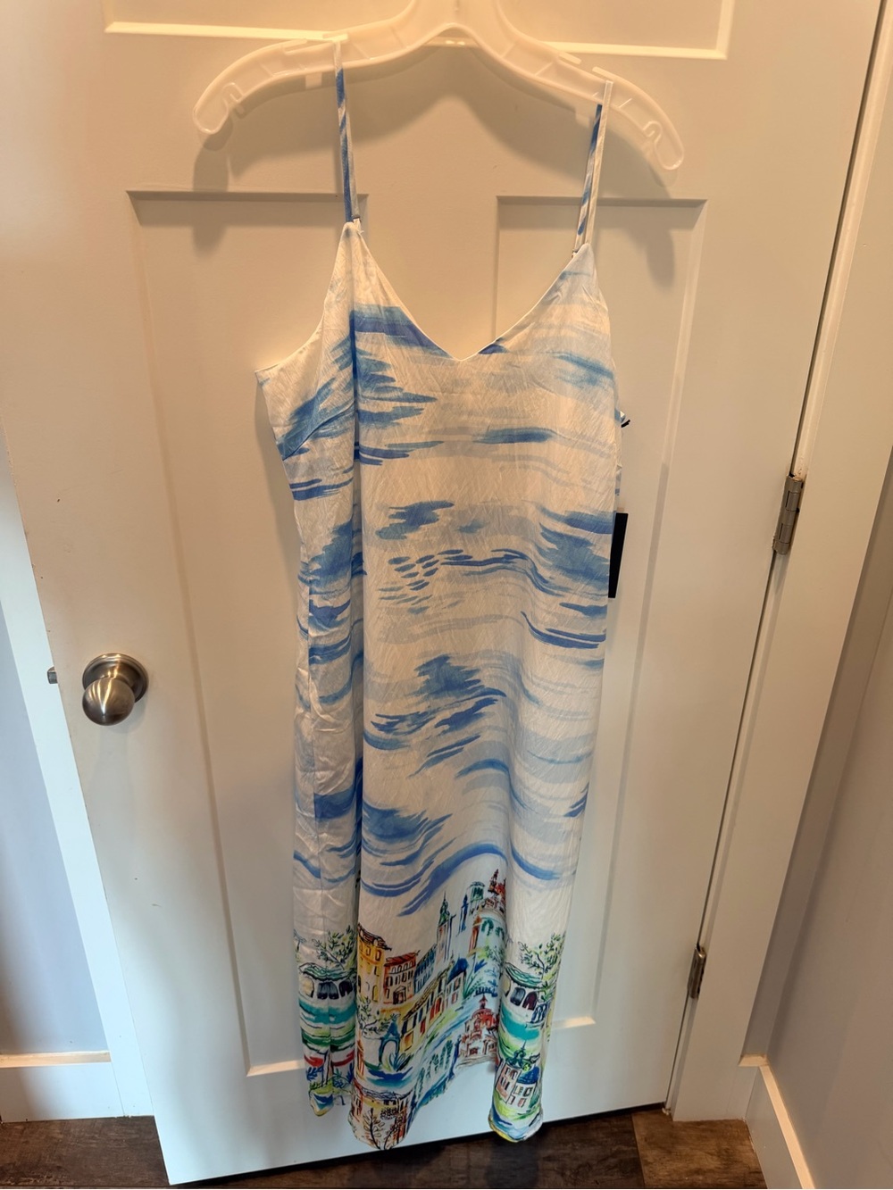 Rachel Zoe White and Blue Printed Slip Dress
